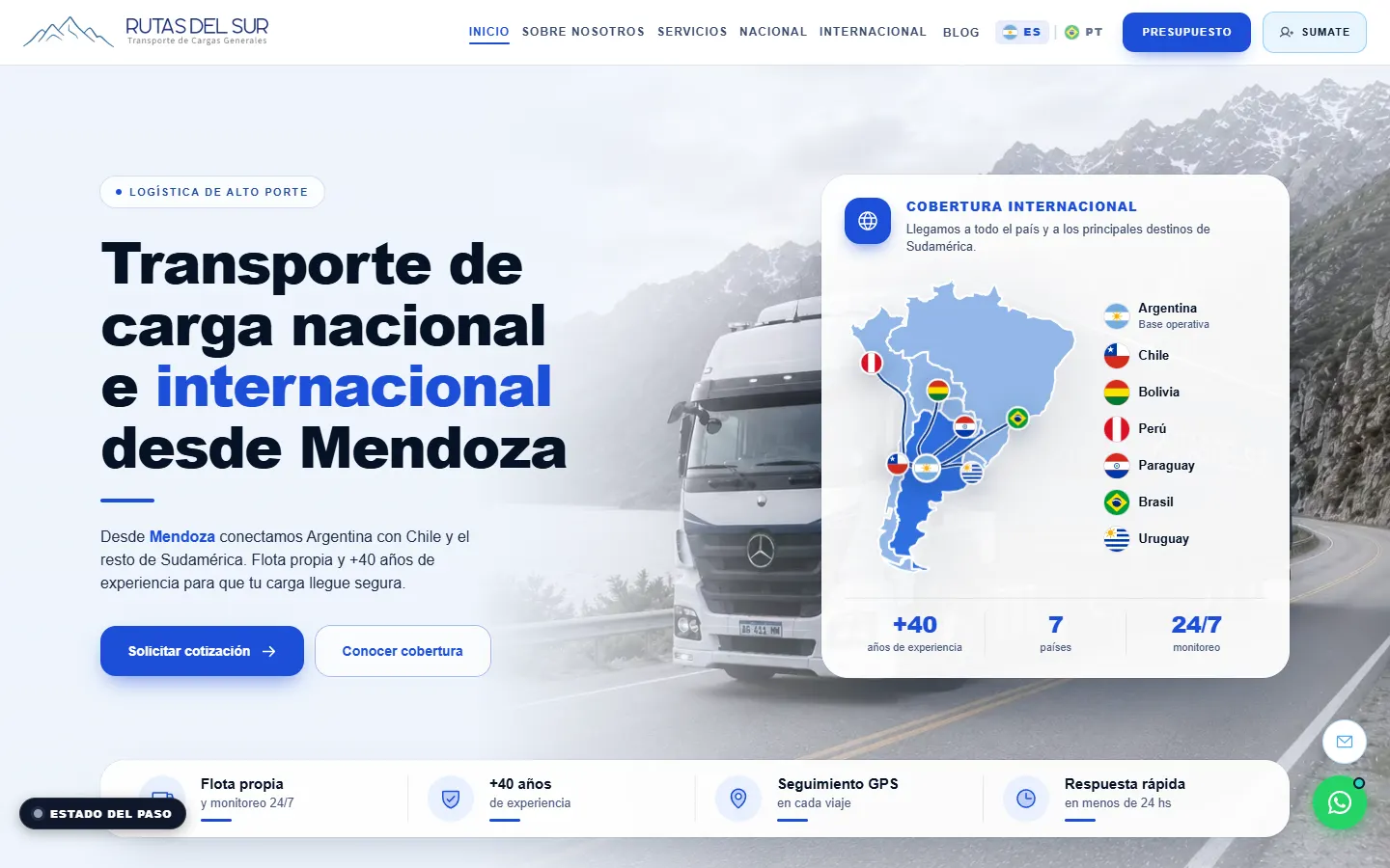 Página de inicio de Rutas del Sur